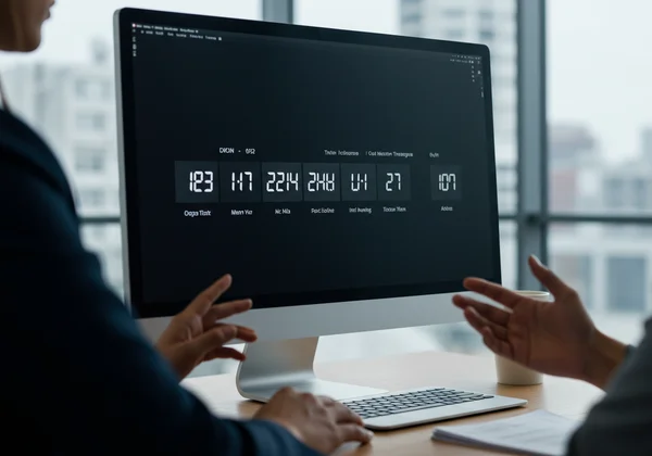 Customized global clock on a professional desktop.