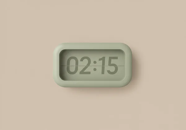Calm nature digital clock with sage green text on light beige