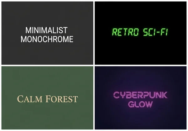 Collage of diverse digital clock themes like retro and forest.