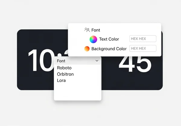 Screenshot of online clock customization toolbar with options.